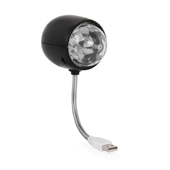 USB-диско-шар, вращающаяся светодиодная лампа RGB для сцены, лампа для вечеринки с подсветкой для книг 3 Вт, питание от USB (черная)