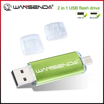 WANSENDA USB Флэш-накопитель OTG microUSB 2.0 Memory Stick 32 ГБ Флеш-накопитель 8 ГБ 16 ГБ 64 ГБ 128 ГБ 256 ГБ Флешка с Двойным разъемом Flashdisk