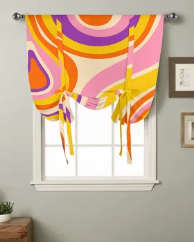 Абстрактный Мрамор Психоделическая Оптическая иллюзия Кухня Короткая Занавеска на окне Современный Домашний декор Маленькое окно Римские шторы на завязках