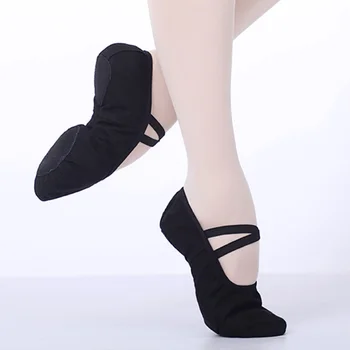 Балетные туфли для девочек, парусиновые балетные тапочки на мягкой подошве, детские туфли для занятий балериной, женские танцевальные туфли