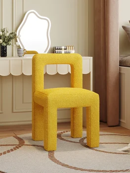 Кофейные стулья со спинкой из цельного дерева в скандинавском стиле, мебель для гостиной, Кашемировый обеденный стул, простые легкие Роскошные Фланелевые стулья для макияжа