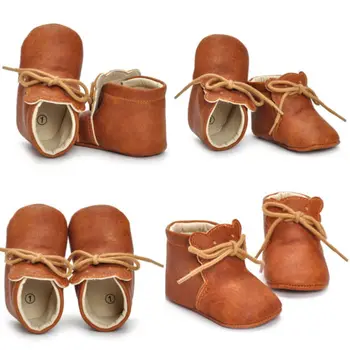 Новорожденный Мальчик Девочка Детская Кроватка Обувь Для Малышей Мягкая Подошва Кожаные Кроссовки Prewalker Размер 0-18 М