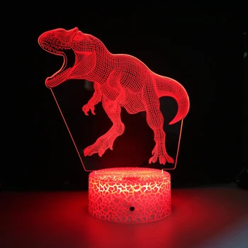 Ночной Динозавр Night Light Led 3D Иллюзионная Лампа USB Plug in Прикроватные Настольные Лампы Dinnosaur Подарок для Детей Мальчиков Декор Комнаты Дома