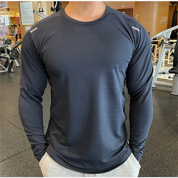 Спортивные облегающие топы с длинными рукавами для мужчин, быстросохнущие обтягивающие футболки 2023, повседневная толстовка для тренировок в спортзале, мужская одежда