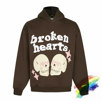 Толстовка с капюшоном Broken Hearts и черепом BROKEN PLANET для мужчин и женщин, высококачественные коричневые пуловеры с капюшоном